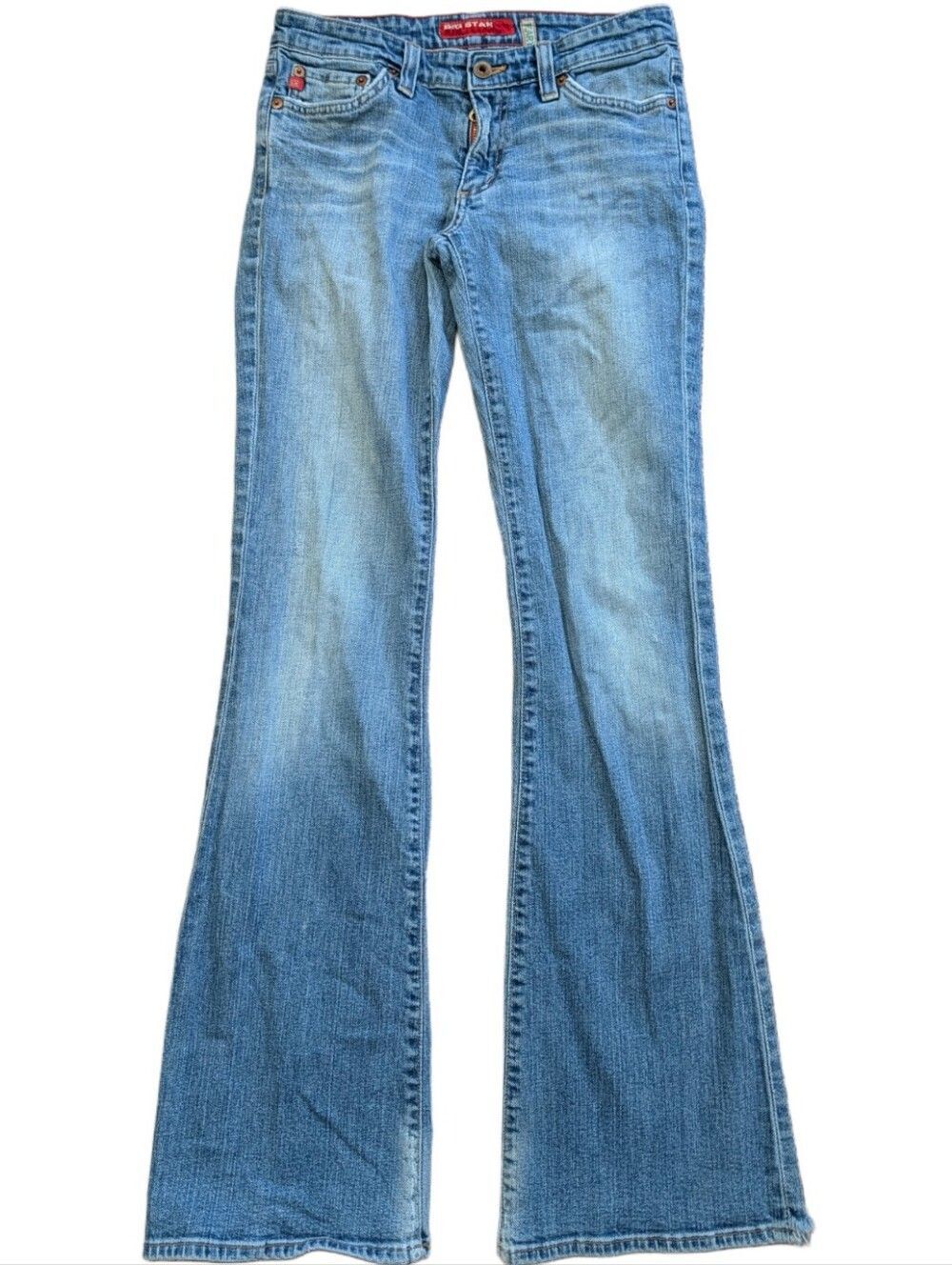 Big Star Womens Light Blue Flary Y2k VTG Low Rise Stretch Flared Jeans Size 26R